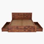 Crous Sheesham Wood King Size Bed with Drawer Storage (Honey Finish) - Image 5