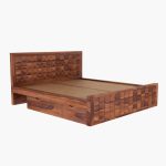 Crous Sheesham Wood King Size Bed with Drawer Storage (Honey Finish) - Image 4