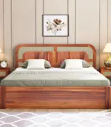 Amlyn Sheesham Wood King Size Bed with Drawer Storage (Honey Finish)