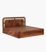 Amlyn Sheesham Wood King Size Bed with Drawer Storage (Honey Finish)