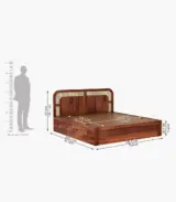 Amlyn Sheesham Wood King Size Bed with Drawer Storage (Honey Finish)