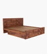 Crous Sheesham Wood King Size Bed with Drawer Storage (Honey Finish) - Image 3