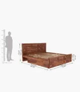 Crous Sheesham Wood King Size Bed with Drawer Storage (Honey Finish) - Image 7