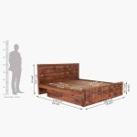 Crous Sheesham Wood King Size Bed with Drawer Storage (Honey Finish) - Image 7