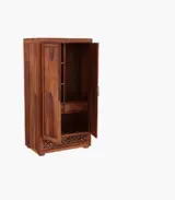 Kimbrey Sheesham Wood 2 Door Wardrobe with Mirror (Honey Finish)