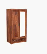 Kimbrey Sheesham Wood 2 Door Wardrobe with Mirror (Honey Finish)