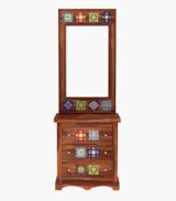 Roko Sheesham Wood Dressing Table with Drawer Storage (Honey Finish)