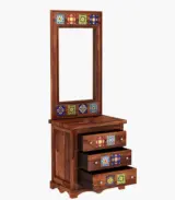 Roko Sheesham Wood Dressing Table with Drawer Storage (Honey Finish)