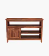 Willis Sheesham Wood TV Unit with Cabinet and Shelves (Honey finish)