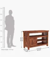 Willis Sheesham Wood TV Unit with Cabinet and Shelves (Honey finish)