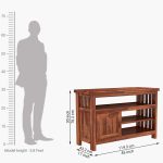 Willis TV Unit with Cabinet and Shelves (Honey finish) - Image 4