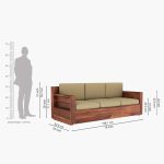 Emarriott Solid Sheesham Wood 3 Seater Sofa (Honey Finish) - Image 6