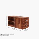 Shino Sheesham Wood L Shaped Sofa with Side Cabinet (Honey Finish) - Image 6