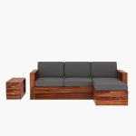 Shino Sheesham Wood L Shaped Sofa with Side Cabinet (Honey Finish) - Image 3