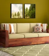 Emarriott Solid Sheesham Wood 3 Seater Sofa (Honey Finish)