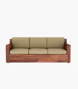 Emarriott Solid Sheesham Wood 3 Seater Sofa (Honey Finish)