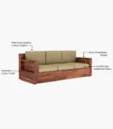 Emarriott Solid Sheesham Wood 3 Seater Sofa (Honey Finish)