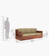 Emarriott Solid Sheesham Wood 3 Seater Sofa (Honey Finish)
