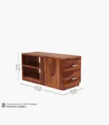 Shino Sheesham Wood L Shaped Sofa with Side Cabinet (Honey Finish)