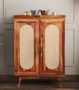 Alora Sheesham Wood Bar Cabinet (Honey Finish)