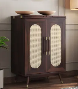 Alora Sheesham Wood Bar Cabinet (Walnut Finish)