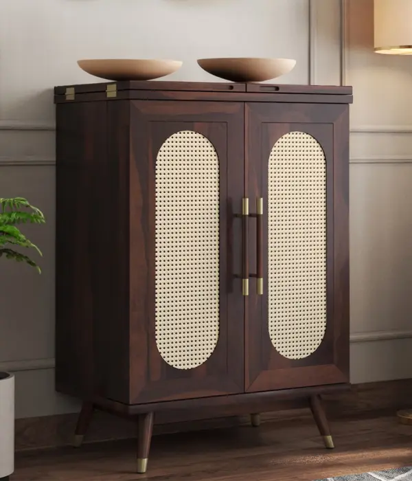 Alora Sheesham Wood Bar Cabinet (Walnut Finish)