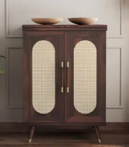 Alora Sheesham Wood Bar Cabinet (Walnut Finish)