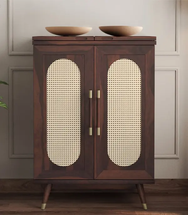 Alora Sheesham Wood Bar Cabinet (Walnut Finish)