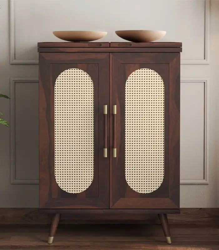Alora Sheesham Wood Bar Cabinet (Walnut Finish)