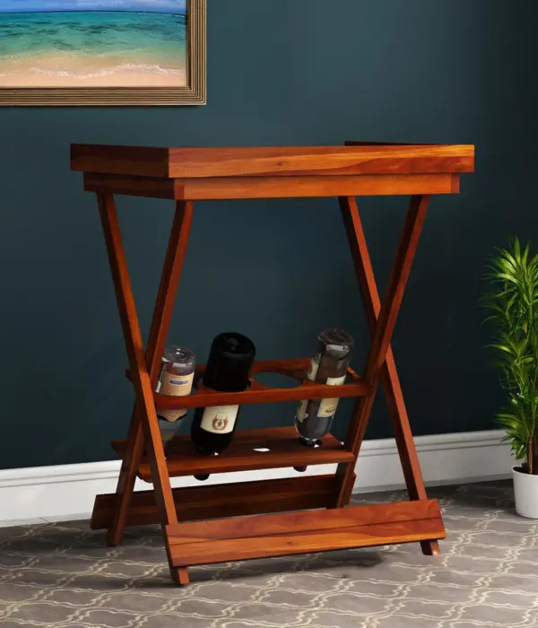 Alroy Sheesham Wood Bar Cabinet (Honey Finish)
