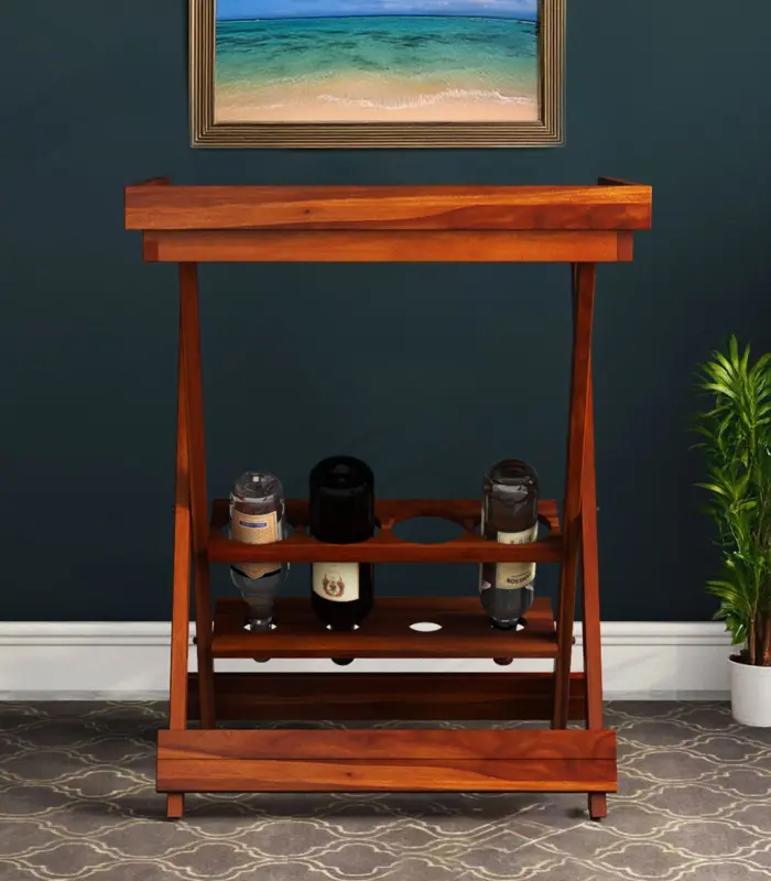 Alroy Sheesham Wood Bar Cabinet (Honey Finish)
