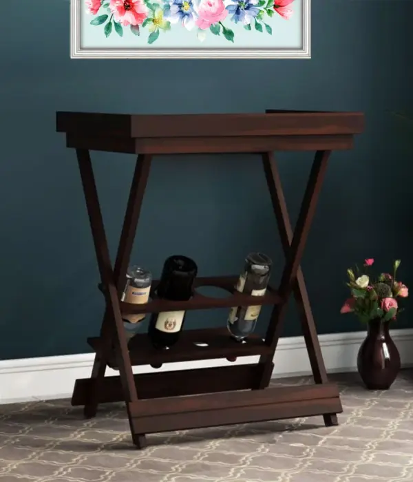 Alroy Sheesham Wood Bar Cabinet (Walnut Finish)