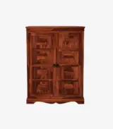 Ambross Sheesham Wood Bar Cabinet (Honey Finish)