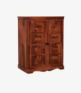 Ambross Sheesham Wood Bar Cabinet (Honey Finish)