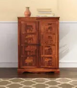Ambross Sheesham Wood Bar Cabinet (Honey Finish)