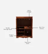 Ambross Sheesham Wood Bar Cabinet (Honey Finish)