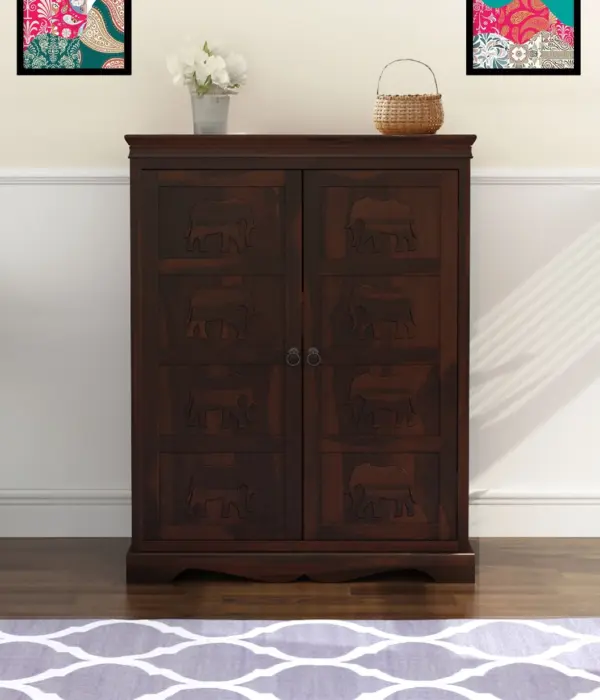 Ambross Sheesham Wood Bar Cabinet (Walnut Finish)