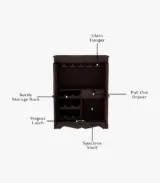 Ambross Sheesham Wood Bar Cabinet (Walnut Finish)