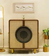 Arista Sheesham Wood Bar Cabinet with Cane (Honey Finish)