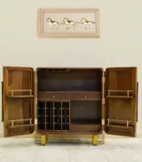 Arista Sheesham Wood Bar Cabinet with Cane (Honey Finish)
