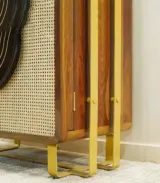 Arista Sheesham Wood Bar Cabinet with Cane (Honey Finish)