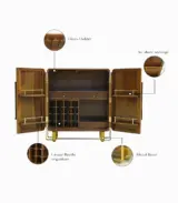 Arista Sheesham Wood Bar Cabinet with Cane (Honey Finish)
