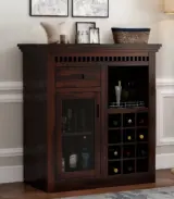 Arolph Sheesham Wood Small Bar Cabinet (Walnut Finish)