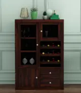 Carnivel Sheesham Wood Bar Cabinet (Walnut Finish)