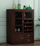 Carnivel Sheesham Wood Bar Cabinet (Walnut Finish)