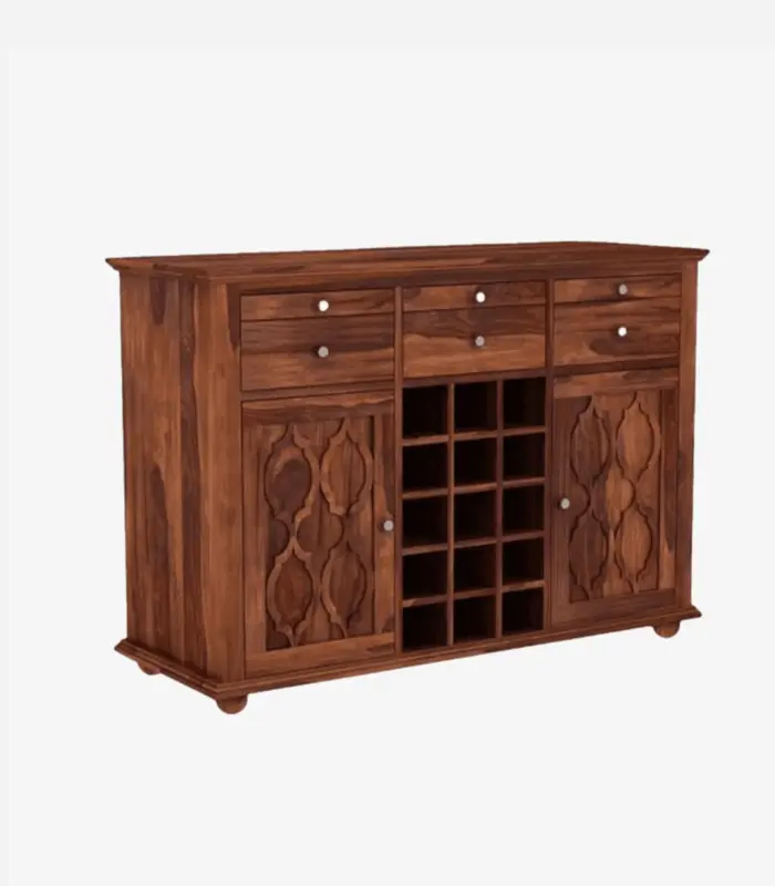 Contena Sheesham Wood Bar Cabinet (Honey Finish)