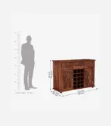 Contena Sheesham Wood Bar Cabinet (Honey Finish)