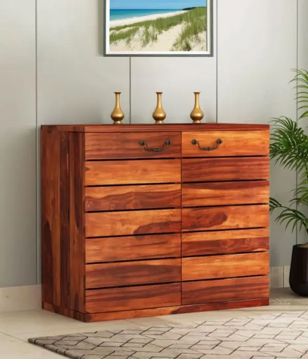 Embrol Sheesham Wood Bar Cabinet (Honey Finish)