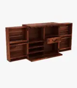 Embrol Sheesham Wood Bar Cabinet (Honey Finish)