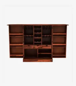 Eurico Sheesham Wood Bar Cabinet (Honey Finish)